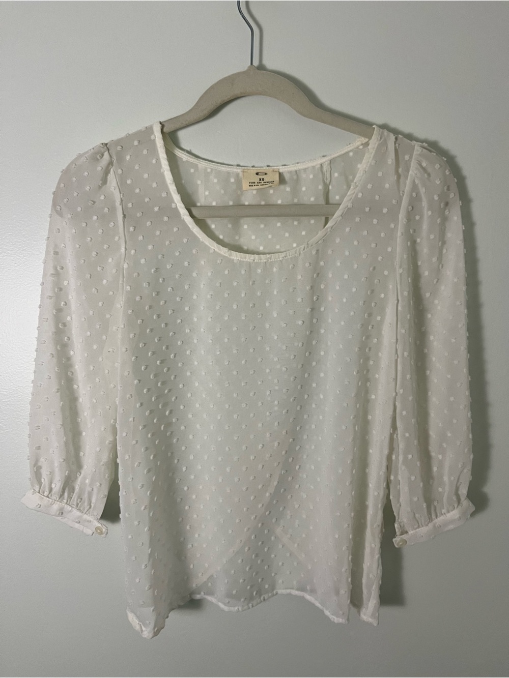 Pins & Needles White Swiss Dot Sheer Blouse